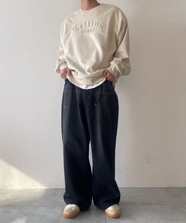 WEGO フェイクスウェードロゴプルオーバー ホワイトアイボリー