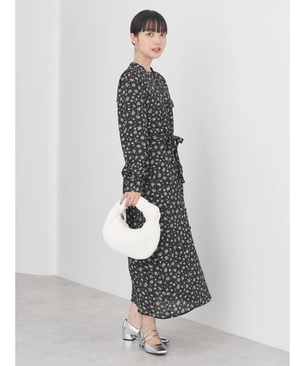 earth music&ecology キンモクセイ柄ワンピース Black