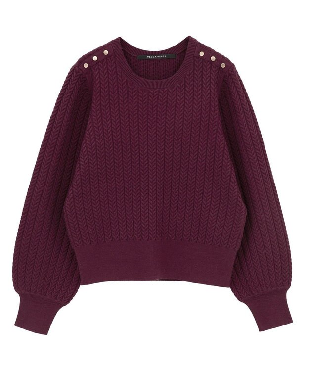 YECCA VECCA 金釦ミニケーブルニット Charcoal Gray