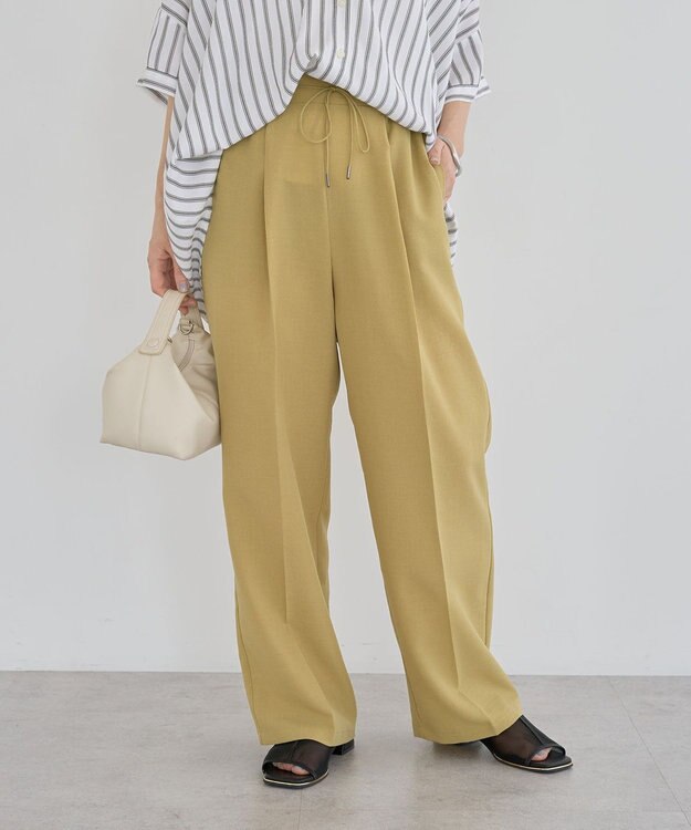 Green Parks 麻調合繊イージーパンツ Lime Green