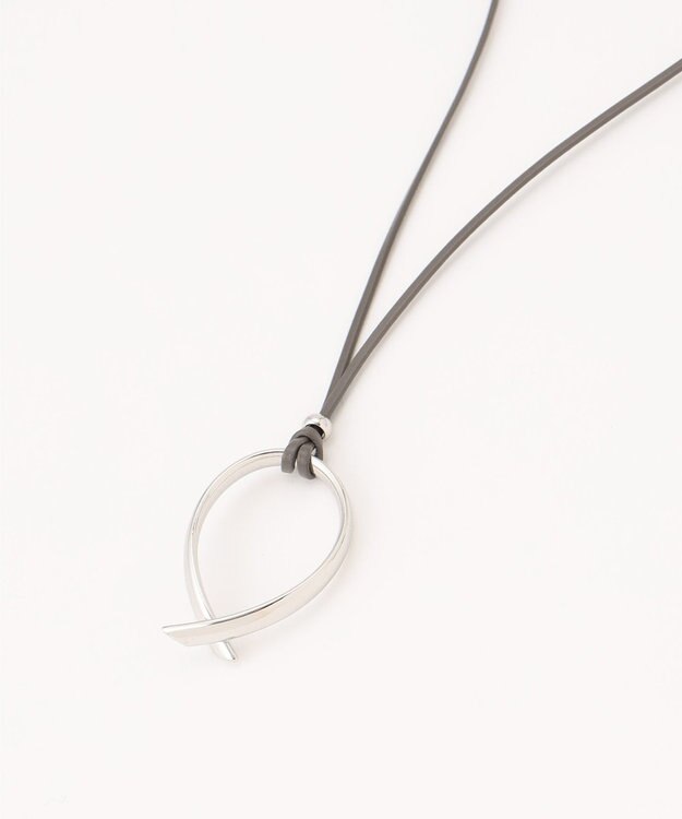 J.PRESS LADIES アドラインレザー メタルワントップ ネックレス シルバー系