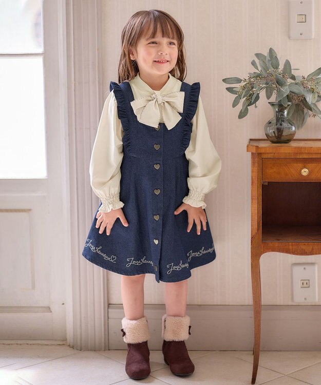 ANY KIDS フリル ジャンパースカート インディゴ