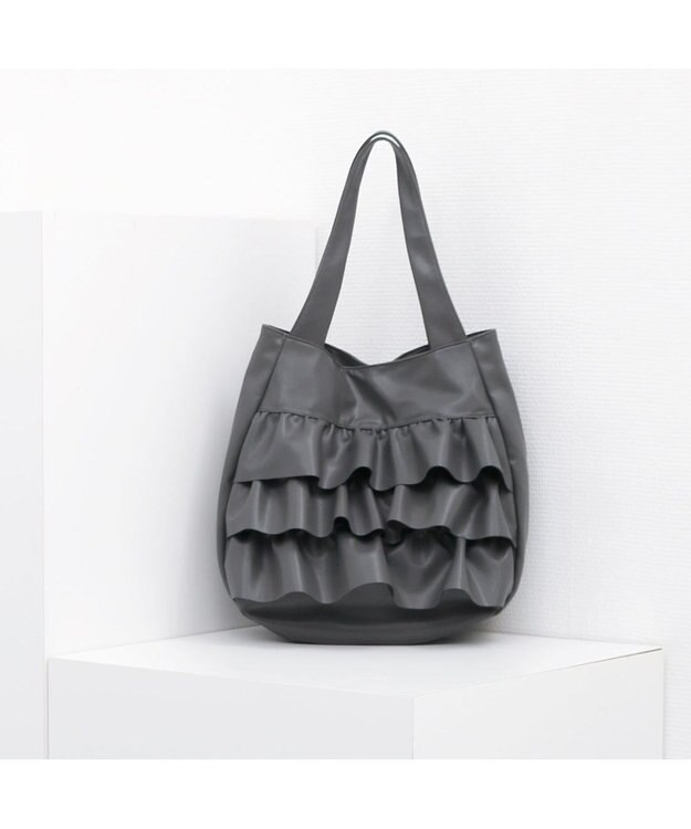 UNBILLION カシュカシュ cachecache / フリルトートバッグ ダークグレー