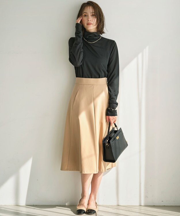 組曲 【洗える・シワになりにくい】GEMINI フレアスカート ベージュ系