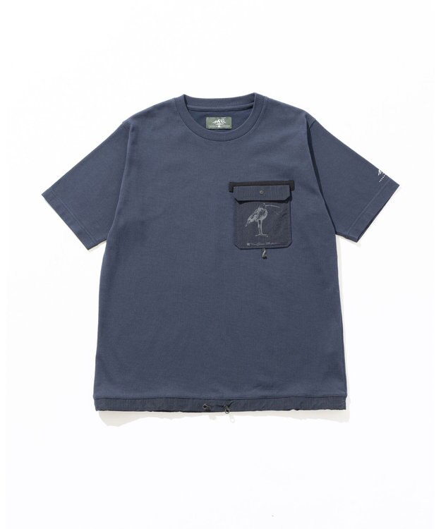 JOSEPH ABBOUD MOUNTAIN 【CREA掲載・テーム ヤルヴィモチーフ・サスティナブル】ビオグレース天竺ｘリップストップTシャツ ネイビー系