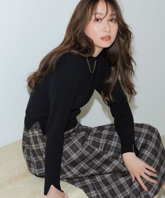 ANY SIS S ドッキングニット ワンピース ブラック