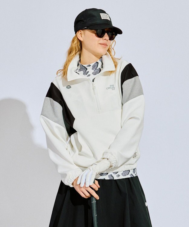 PW CIRCULUS 【WOMEN】カラーブロッキング プルオーバー ゴルフウェア レディース ホワイト系