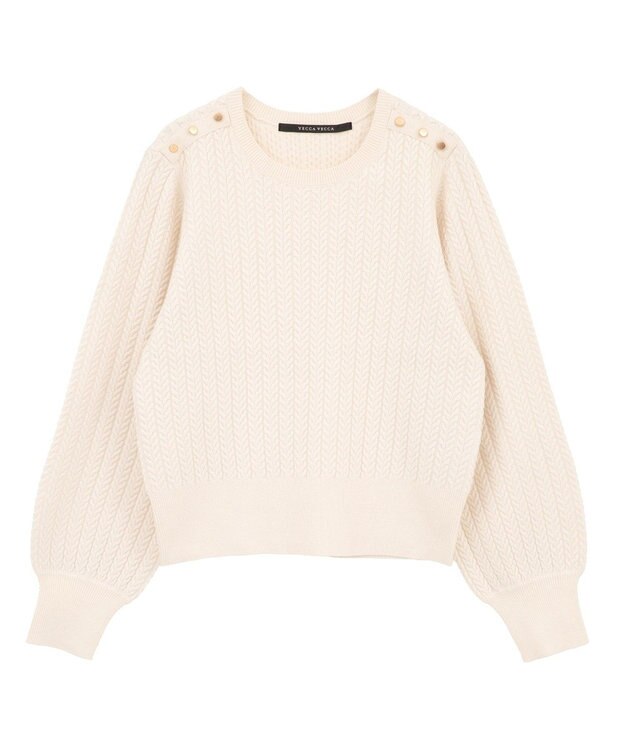 YECCA VECCA 金釦ミニケーブルニット Charcoal Gray