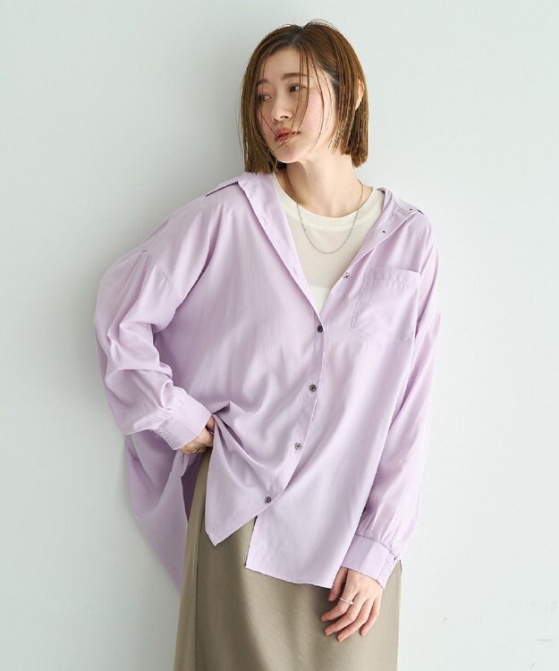 YECCA VECCA バックギャザーロングシャツ Lavender