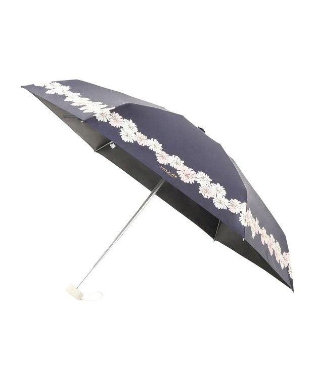 MOONBAT 【WEB限定/一級遮光99.99%】晴雨兼用折りたたみ日傘 ポール&ジョー(PAUL & JOE ACCESSOIRES)クリザンテーム/バイカラー 雨の日OK 遮熱 簡単開閉 UV 晴雨兼用 ネイビーブルー