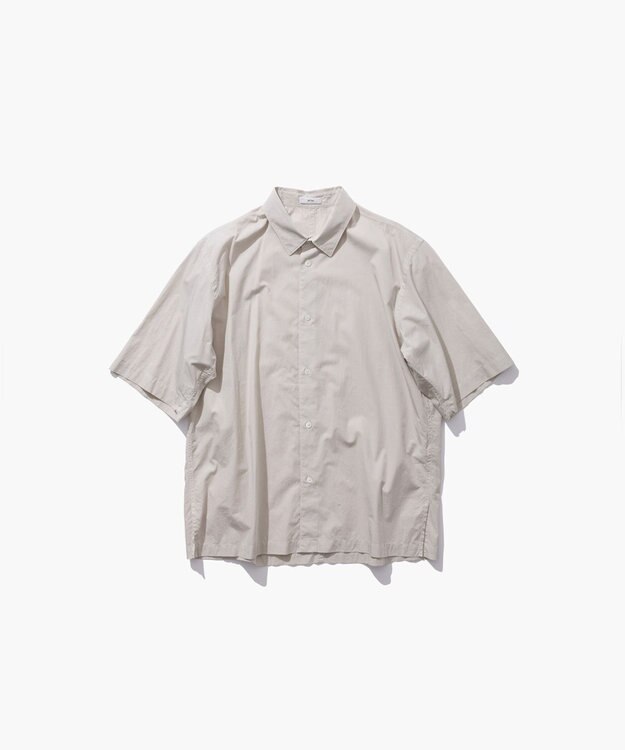 ATON SHRINK COTTON LAWN | オーバーサイズハーフスリーブシャツ - UNISEX BEIGE