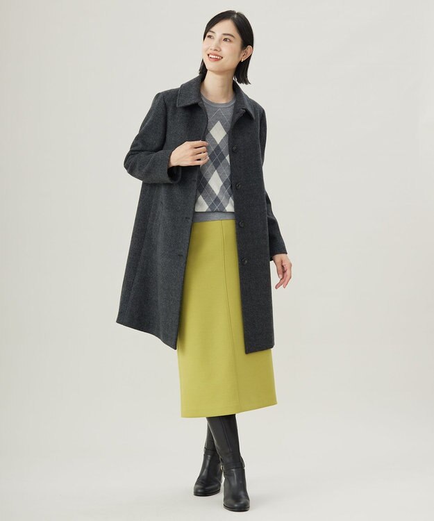 J.PRESS LADIES L 【WEB限定カラーあり・洗える】ダンボール ナロー スカート ピスタチオ系