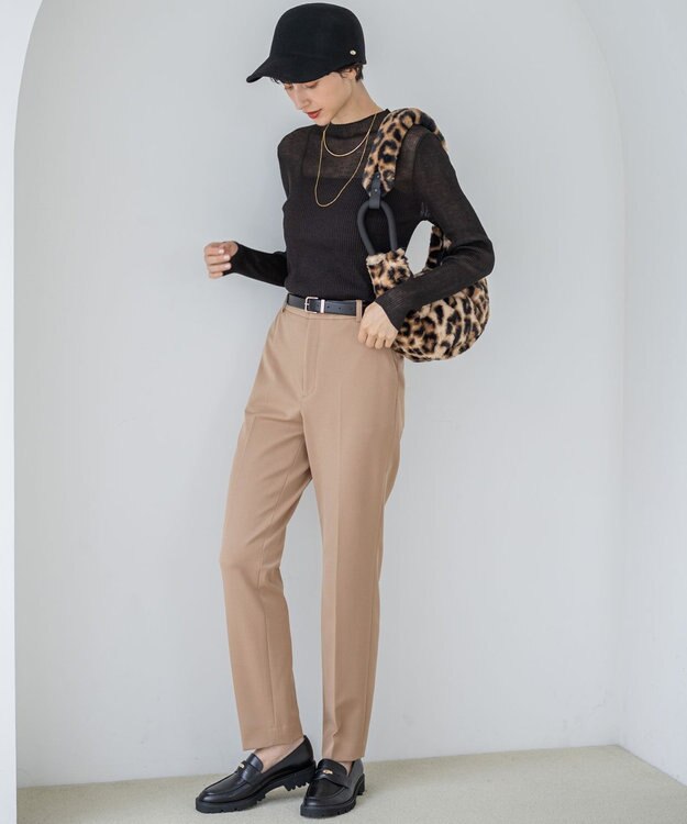 23区 L 【VERY掲載/撥水加工/洗える】TRストレッチギャバ テーパード パンツ キャメル系