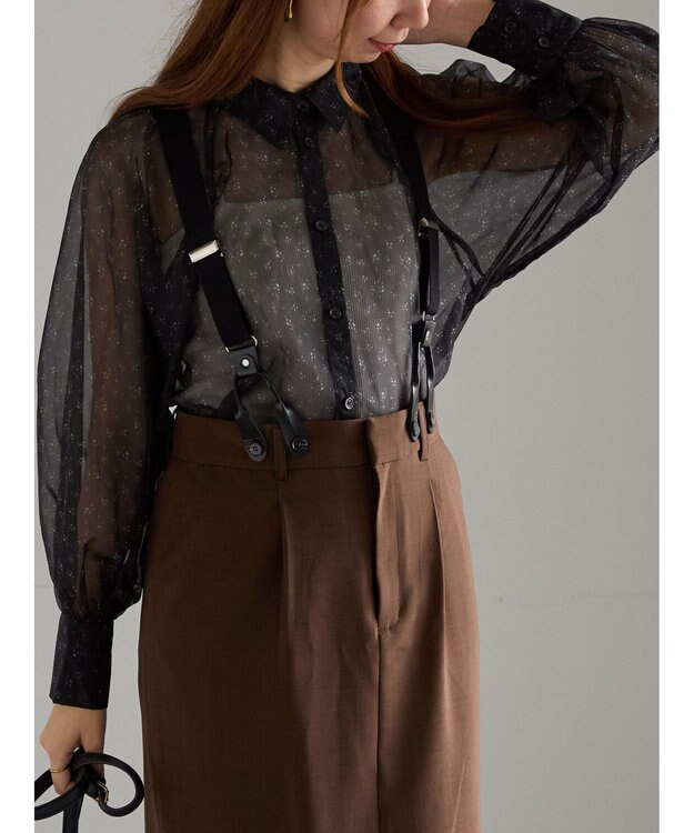 Te chichi シアーフラワーボリュームスリーブブラウス ブラック