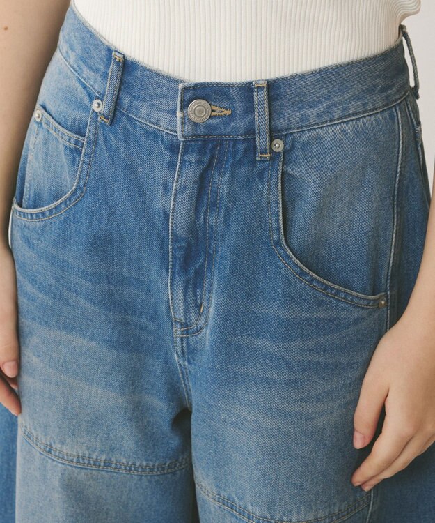 GRACE CONTINENTAL ライン切替デニムパンツ ブルー