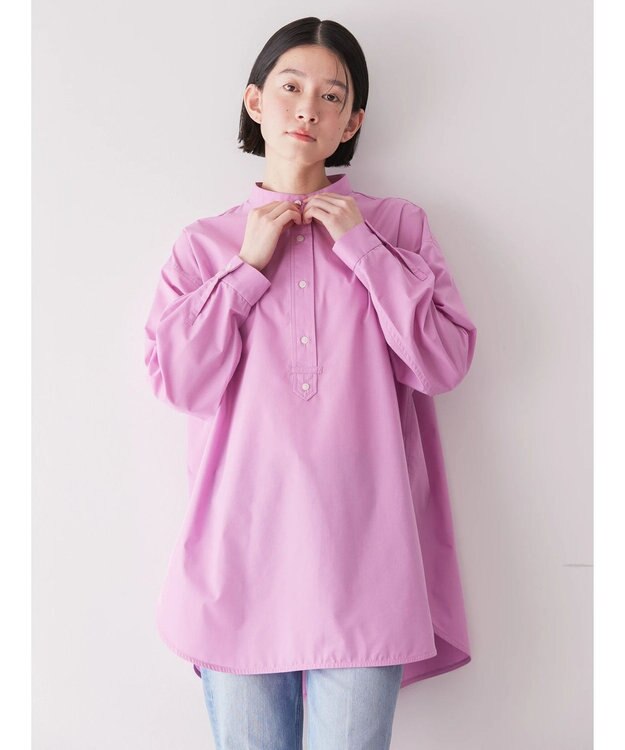 AMERICAN HOLIC イージーケアバンドカラーシャツチュニック Pink