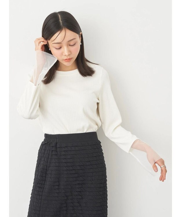 earth music&ecology 袖シアープルオーバー Ivory