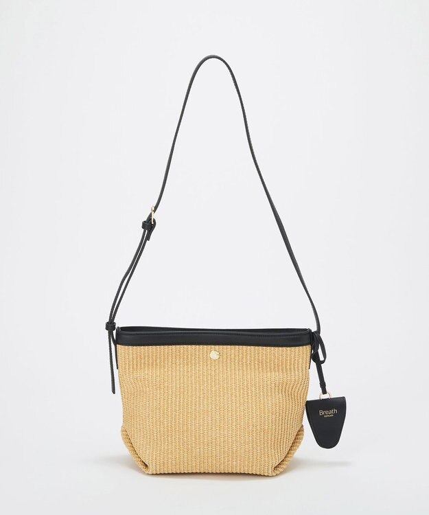 TOPKAPI 【Breath TOPKAPI】サングラスホルダー付き レザーコンビ カゴ ショルダーバッグ ベージュ