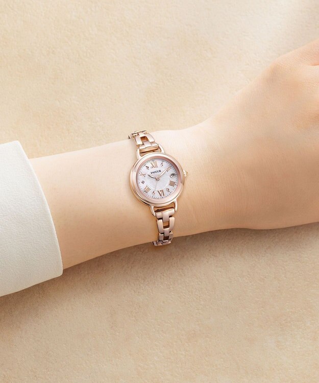 CITIZEN 【アクセサリー感覚で使える】ピンクゴールドのフェミニンなソーラーテック電波時計 ピンクゴールド