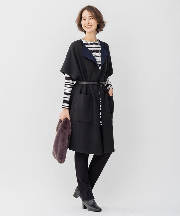 自由区 フェイクファーワンハンドル バッグ グレー系