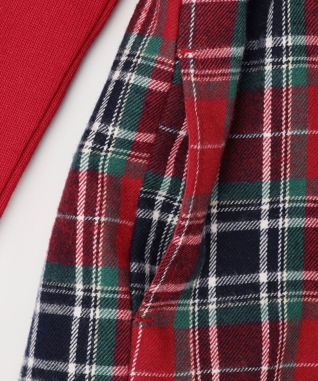 ANY KIDS チェック柄 ドッキング ワンピース レッド×チェック