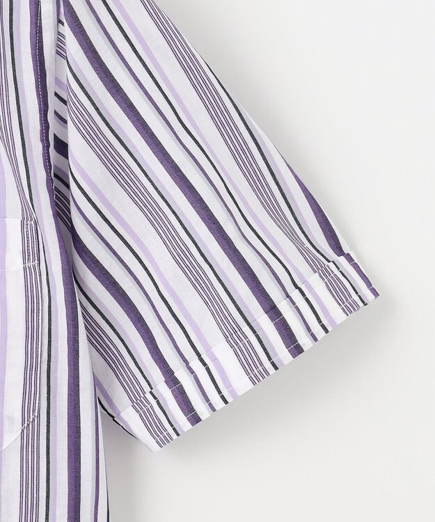 JOSEPH ABBOUD 【キングサイズ・吸水速乾】ソアロンストライプ 半袖 パープル系1