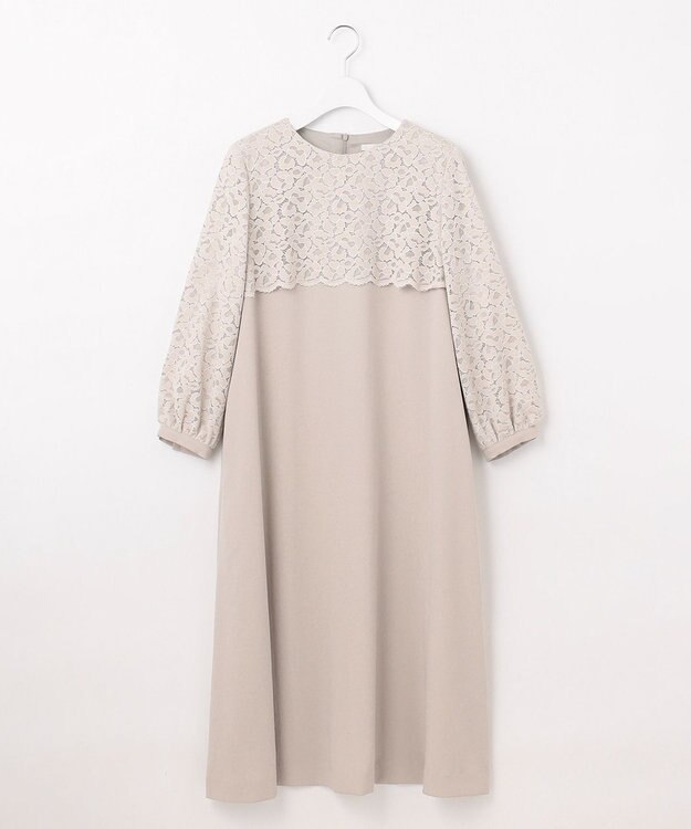 自由区 【洗える】レースコンビジョーゼット ワンピース ベージュ系