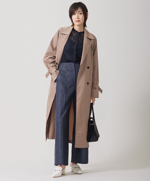 ICB L 【洗える】 コットンリアクティブデニム ワイドストレートパンツ インディゴ系