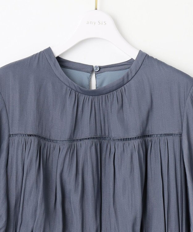 ANY SIS 【洗える】カッセンハシゴレース ワンピース スモーキーブルー