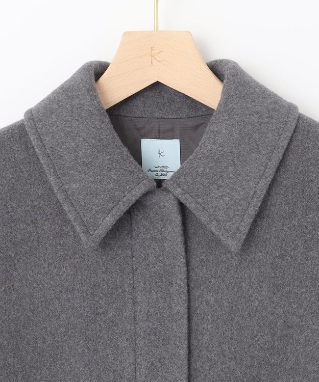 組曲 S ショートビーバー ステンカラー コート グレー系
