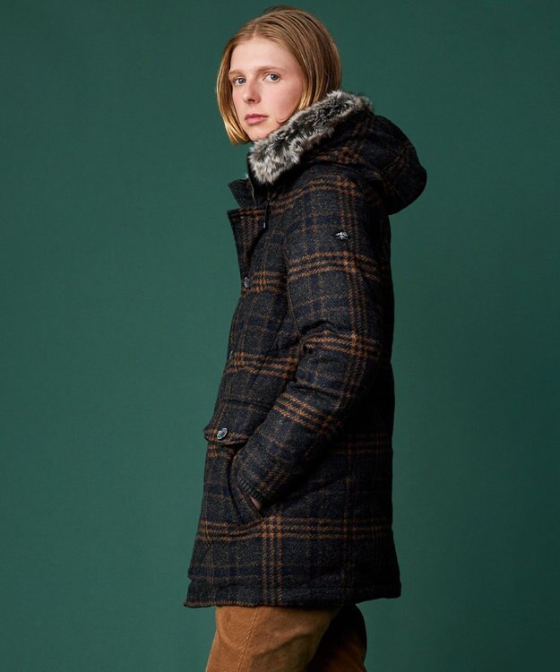 JOSEPH ABBOUD MOUNTAIN 【イタリア素材/ECOファー/9ポケット/ダウン】スライバーチェックダウン コート グレー系4