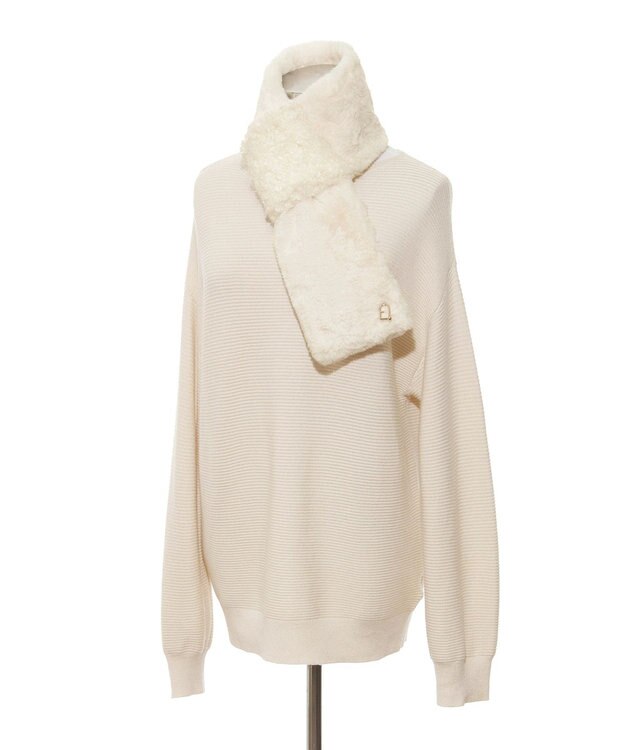 MOONBAT FURULA バイカラー フェイクファーマフラー オフホワイト