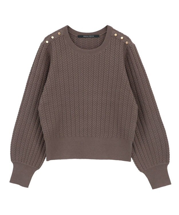 YECCA VECCA 金釦ミニケーブルニット Charcoal Gray