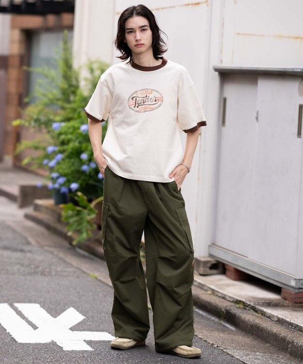 WEGO 【ユニセックス着用ITEM/MLサイズ展開】コンパクトフィットグラフィックリンガーT（SS） オフホワイト