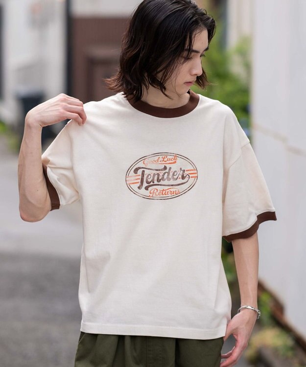 WEGO 【ユニセックス着用ITEM/MLサイズ展開】コンパクトフィットグラフィックリンガーT（SS） オフホワイト