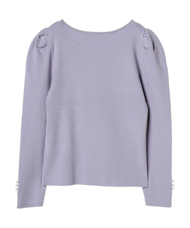 earth music&ecology ハートネック袖パールニットプルオーバー Lavender