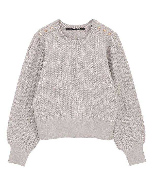 YECCA VECCA 金釦ミニケーブルニット Charcoal Gray