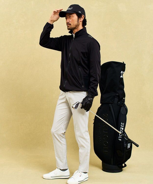 23区GOLF 【MEN】【撥水/防風/ストレッチ】悪天候の日にも活躍するストレッチ性抜群のエアリージャージーブルゾン ブラック系