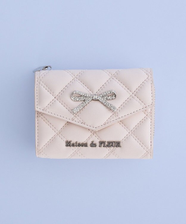 Maison de FLEUR リボンビジューキルティングウォレット Light Pink