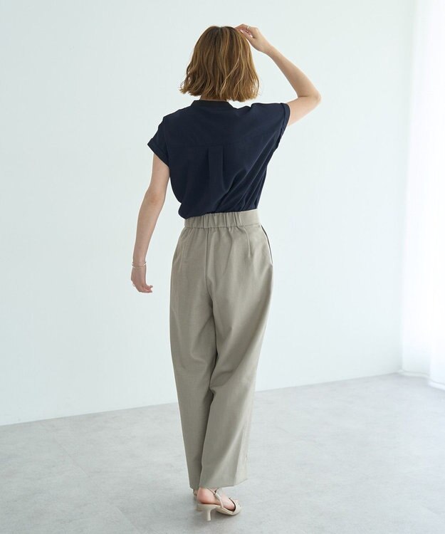 YECCA VECCA リネンライクシャイニーツイルパンツ Gray Beige