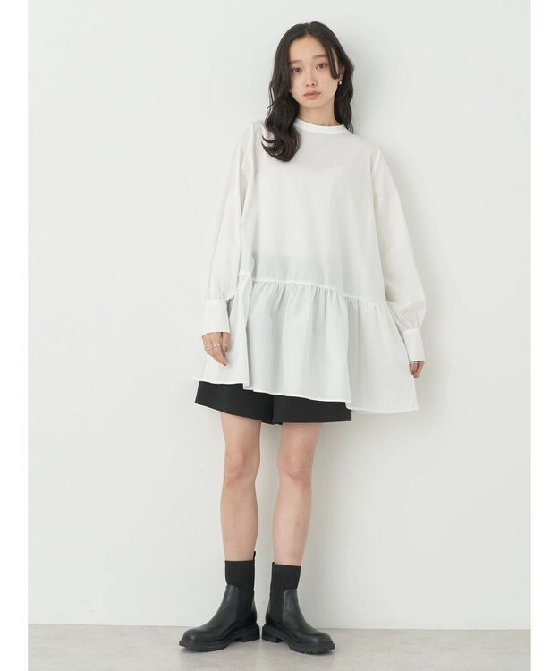 earth music&ecology ＳＥＴ２点　ベスト＋チュニックブラウス Ivory