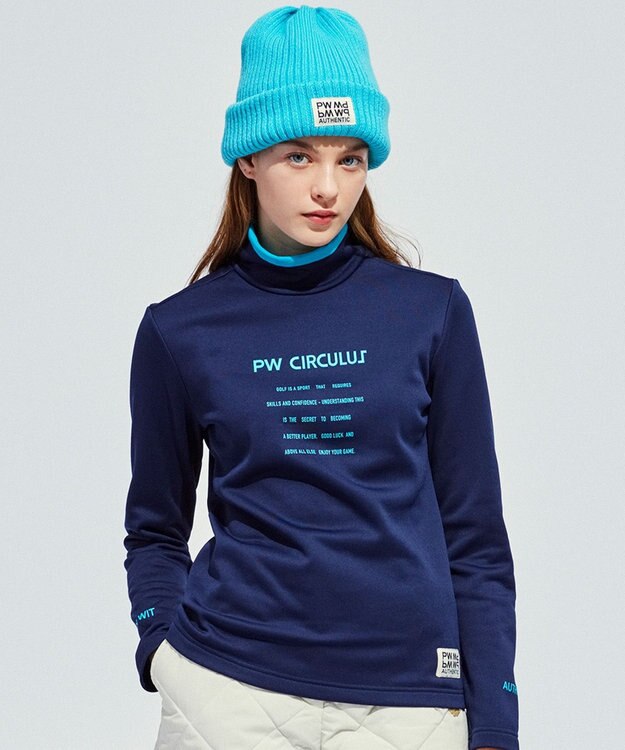 PW CIRCULUS 【あったか裏地/防寒】【WOMEN】モックネックカットソー ネイビー系