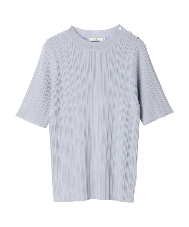 earth music&ecology ショルダーボタンリブニットプルオーバー Blue