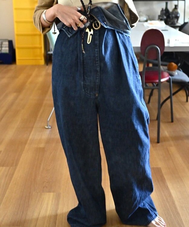 woadblue 【157】SALOPETTE デニムサロペット DARK BLUE