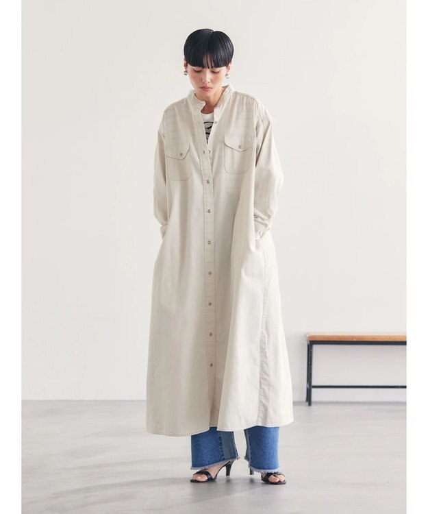 AMERICAN HOLIC ツイルＷポケットＡラインワンピース Ivory