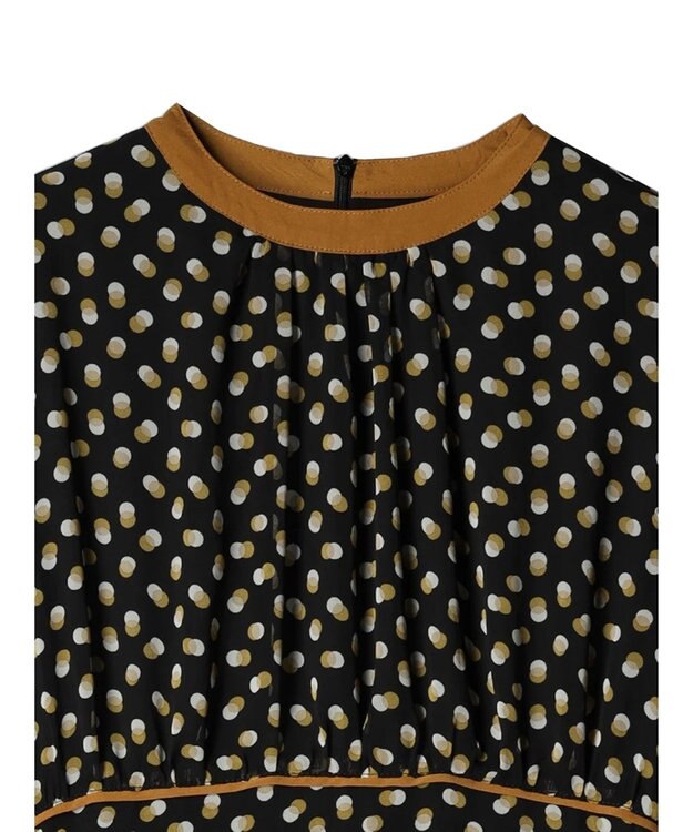 Green Parks armonia．ドットプリントパイピングワンピース Black