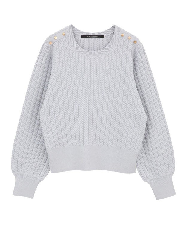 YECCA VECCA 金釦ミニケーブルニット Charcoal Gray