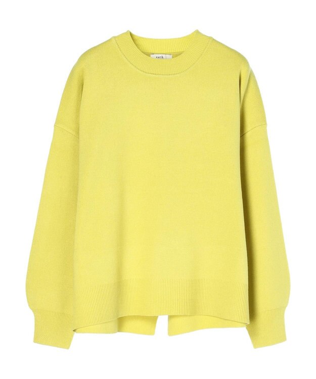 earth music&ecology アンチピリングバックスリットプルオーバー Lime Green
