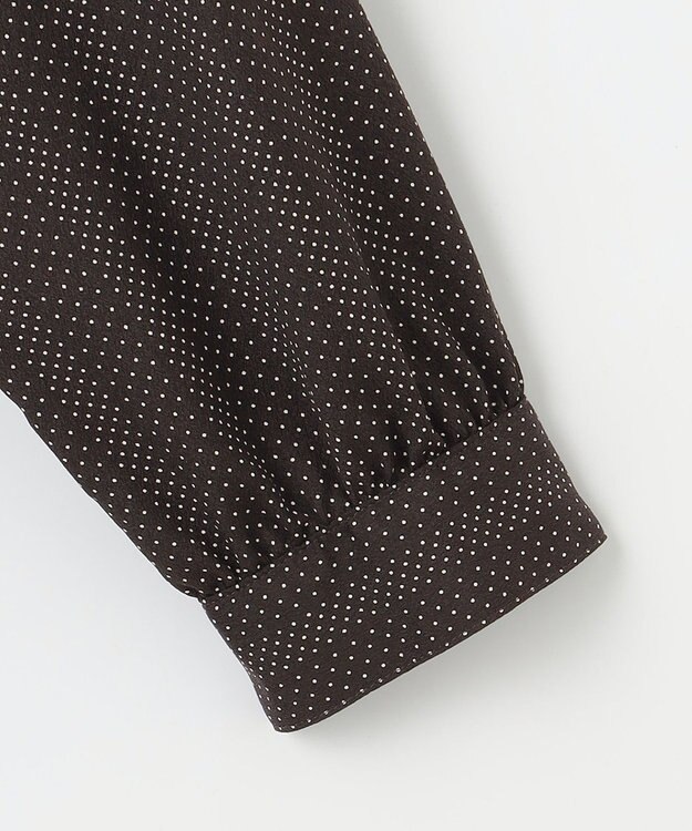 J.PRESS LADIES S 【洗える】ドットデシンプリント ボウタイ バンドカラー ブラウス ダークブラウン系