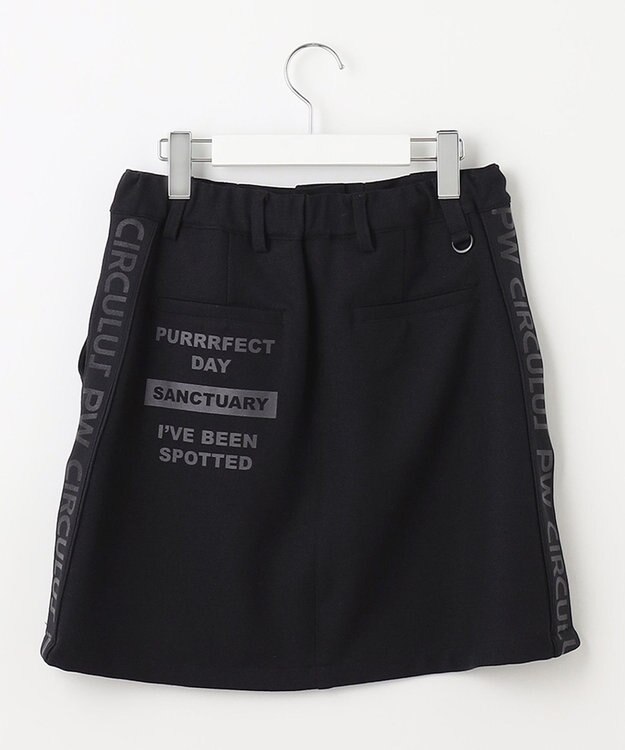 PW CIRCULUS 【WOMEN】【洗える/帯電防止/ストレッチ】ロゴ サイドライン スカート ブラック系